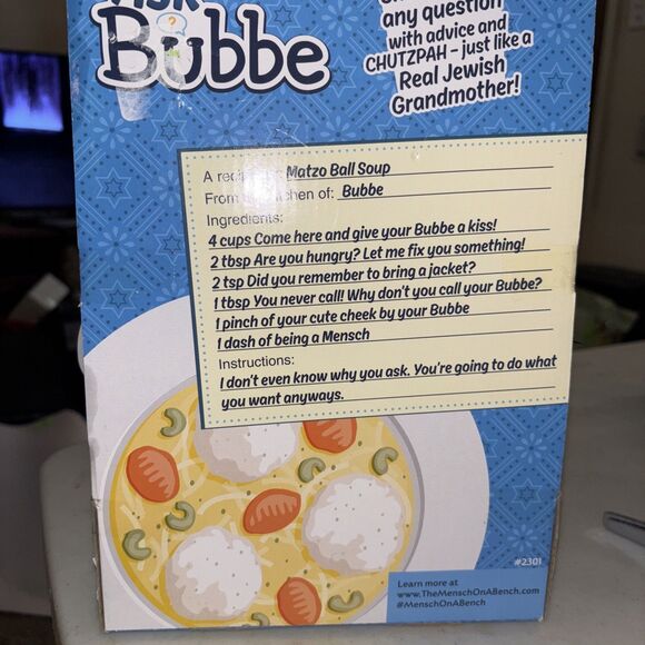 Ask Bubbe Talking Jewish Grandmother Doll 2018 Brand New Plush 12” Howard Cohan - Picture 10 of 13